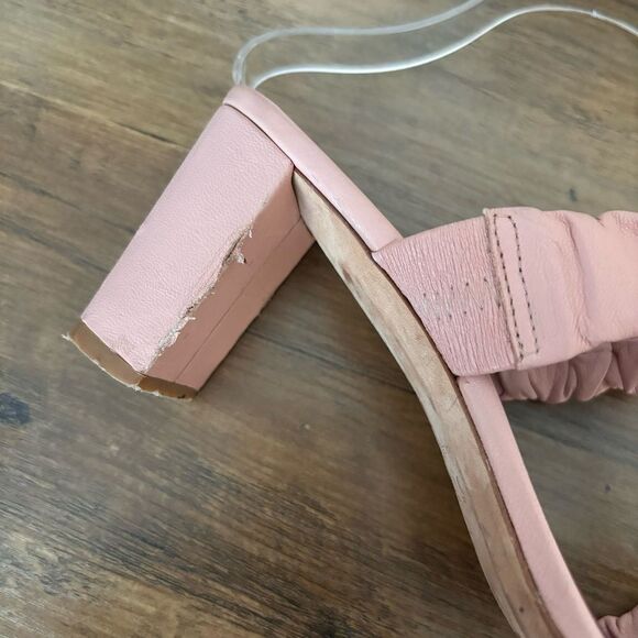 Staud Dark Blush Frankie Ruched Heels/ Mule - Picture 7 of 13
